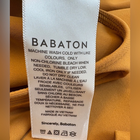 Aritzia Babaton Mustard Long Sleeve Boatneck Thong-cut Soft Bodysuit size XS - Picture 7 of 9